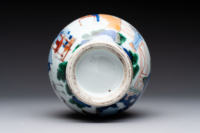 A Chinese wucai vase with narrative design, 19th C.