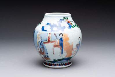 A Chinese wucai vase with narrative design, 19th C.
