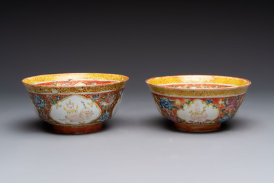 Two pairs of Chinese polychrome Bencharong bowls for the Thai market, 19th C.