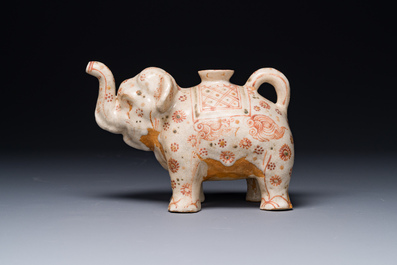A rare Annamese or Vietnamese polychrome-enamelled 'elephant' jug, 16th C.