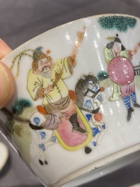 A set of seven Chinese famille rose nesting bowls with narrative design, Daoguang