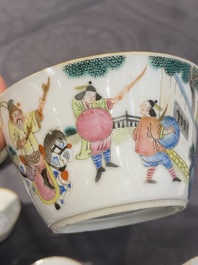 A set of seven Chinese famille rose nesting bowls with narrative design, Daoguang
