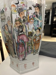 A Chinese hexagonal qianjiang cai vase, signed Wang Qi 王琦, dated 1913