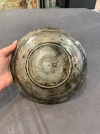 An Indo-Persian tinned brass bowl, 19th C.
