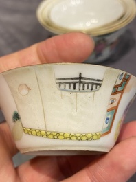 A set of seven Chinese famille rose nesting bowls with narrative design, Daoguang