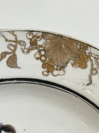 A Chinese famille rose semi-eggshell plate with a lady on horseback and attendants, Yongzheng