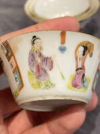 A set of seven Chinese famille rose nesting bowls with narrative design, Daoguang