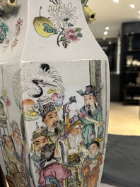 A Chinese hexagonal qianjiang cai vase, signed Wang Qi 王琦, dated 1913