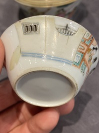 A set of seven Chinese famille rose nesting bowls with narrative design, Daoguang