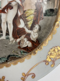 A fine Chinese famille rose 'The judgement of Paris' plate, Qianlong