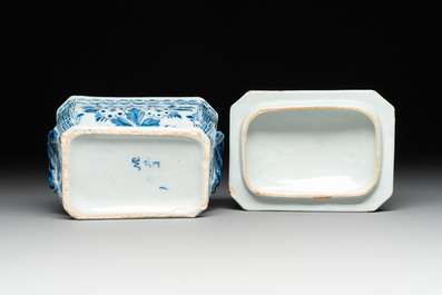 A pair of blue and white Dutch Delft cow-topped butter tubs and covers, 18th C.