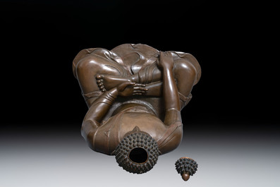 An exceptionally large Nepalese bronze figure of Buddha, 19th C.