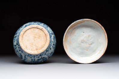 Four Chinese and Annamese or Vietnamese blue and white wares, 15th/19th C.