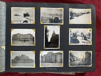 (Graphic content!) A photo album with sights of China and post-war scenes, 20th C.