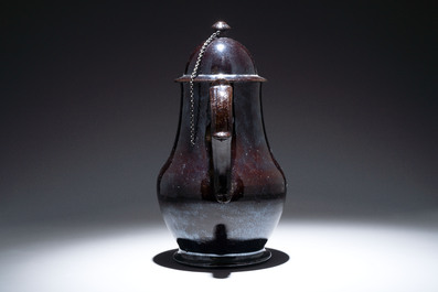 A black-glazed pottery coffeepot, teapot, milk jug and a bowl, Namur, 18th C.