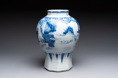 Three Chinese blue and white 'Lian Sheng San Ji 連升三級' vases, Transitional period