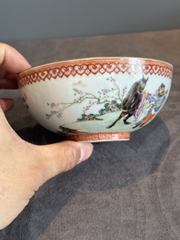 A fine Chinese famille rose eggshell 'Qiu Ran Ke Zhuan 虬髯客傳' bowl, signed Zeng Fuqing 曾福慶 and seal mark, 20th C.