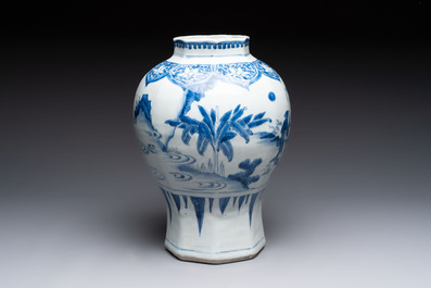 Three Chinese blue and white 'Lian Sheng San Ji 連升三級' vases, Transitional period