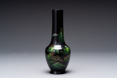 A collection of seven Chinese Fuzhou or Foochow lacquer vases, 19/20th C.