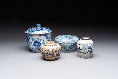 Four Chinese and Annamese or Vietnamese blue and white wares, 15th/19th C.