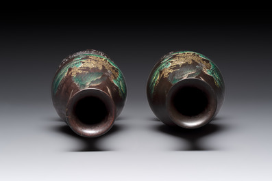 A collection of seven Chinese Fuzhou or Foochow lacquer vases, 19/20th C.