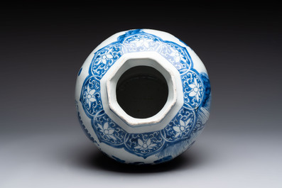 Three Chinese blue and white 'Lian Sheng San Ji 連升三級' vases, Transitional period