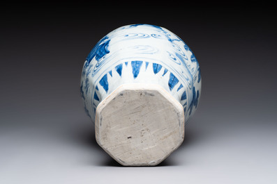 Three Chinese blue and white 'Lian Sheng San Ji 連升三級' vases, Transitional period