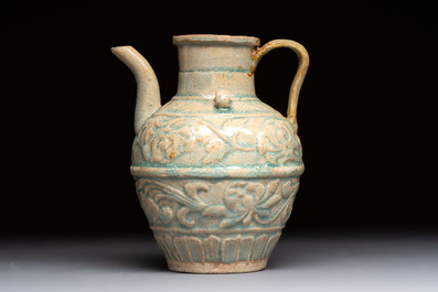 Two Chinese qingbai vases and an ewer with floral design, Song