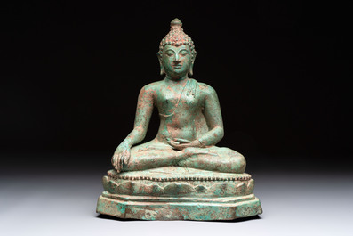 A Thai bronze sculpture of Shakyamuni Buddha, probably 15/16th C.