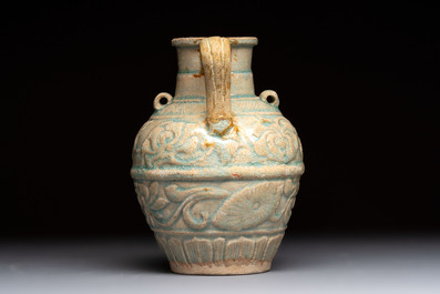 Two Chinese qingbai vases and an ewer with floral design, Song