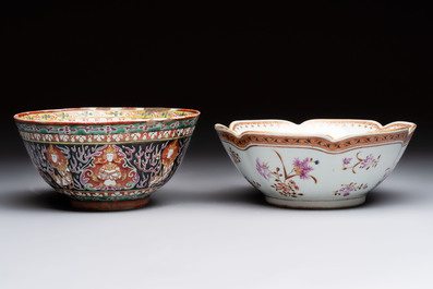A Chinese Bencharong bowl for the Thai market and an export bowl for the American market, 19th C.