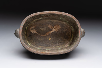 A Japanese bronze vase and a censer, Meiji, 19th C.