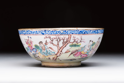 A Chinese Canton enamel 'Eight Immortals' bowl, 18th C.