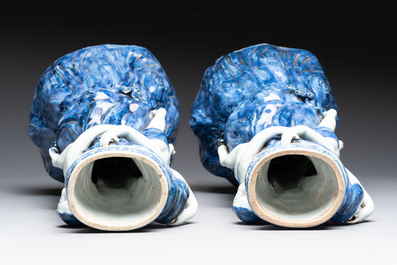 A pair of Chinese blue and white stands after Meissen example, Qianlong