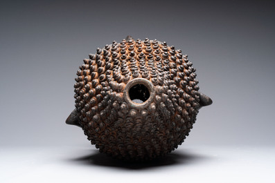 A large Thai bronze Buddha head, Sukhothai period, 15th C.