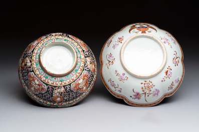 A Chinese Bencharong bowl for the Thai market and an export bowl for the American market, 19th C.