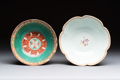 A Chinese Bencharong bowl for the Thai market and an export bowl for the American market, 19th C.