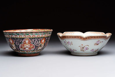 A Chinese Bencharong bowl for the Thai market and an export bowl for the American market, 19th C.