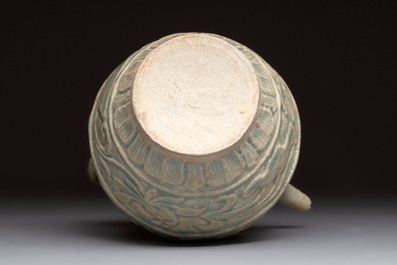 Two Chinese qingbai vases and an ewer with floral design, Song