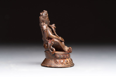 A small Nepalese bronze sculpture of Lokapala Dhritarashtra, 17th C.