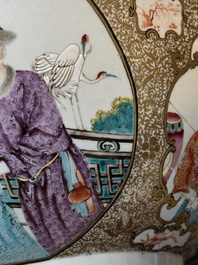 A rare and large Chinese Canton famille rose 'mandarin subject' bowl, Hua Xuan 花軒 and Qing Ju 清居 mark, Qianlong