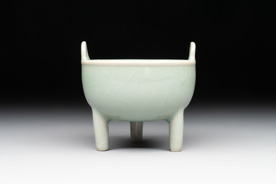 A small Chinese Longquan celadon tripod 'ding-form' censer, Southern Song