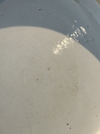 A rare and large Chinese Canton famille rose 'mandarin subject' bowl, Hua Xuan 花軒 and Qing Ju 清居 mark, Qianlong