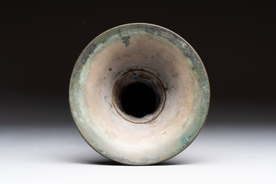 A fine Chinese archaistic bronze 'gu' vase, Ming