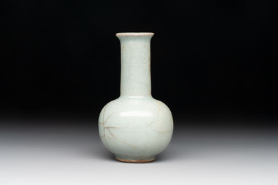 A small Chinese Guan-type Longquan celadon bottle vase, Song/Yuan