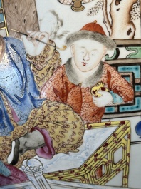 A rare and large Chinese Canton famille rose 'mandarin subject' bowl, Hua Xuan 花軒 and Qing Ju 清居 mark, Qianlong