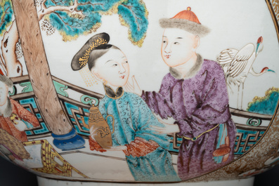 A rare and large Chinese Canton famille rose 'mandarin subject' bowl, Hua Xuan 花軒 and Qing Ju 清居 mark, Qianlong