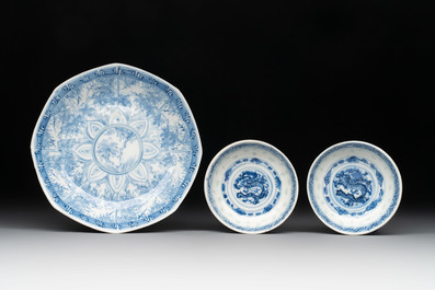 Ten Chinese blue and white wares, Jin Tang Fa Ji 錦堂發記 and Wan Yu 玩玉 mark, 18/20th C.