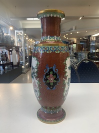 Four pairs of Chinese cloisonn&eacute; vases, 20th C.