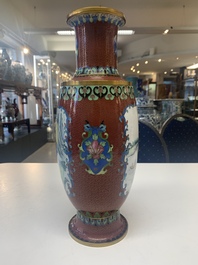 Four pairs of Chinese cloisonn&eacute; vases, 20th C.